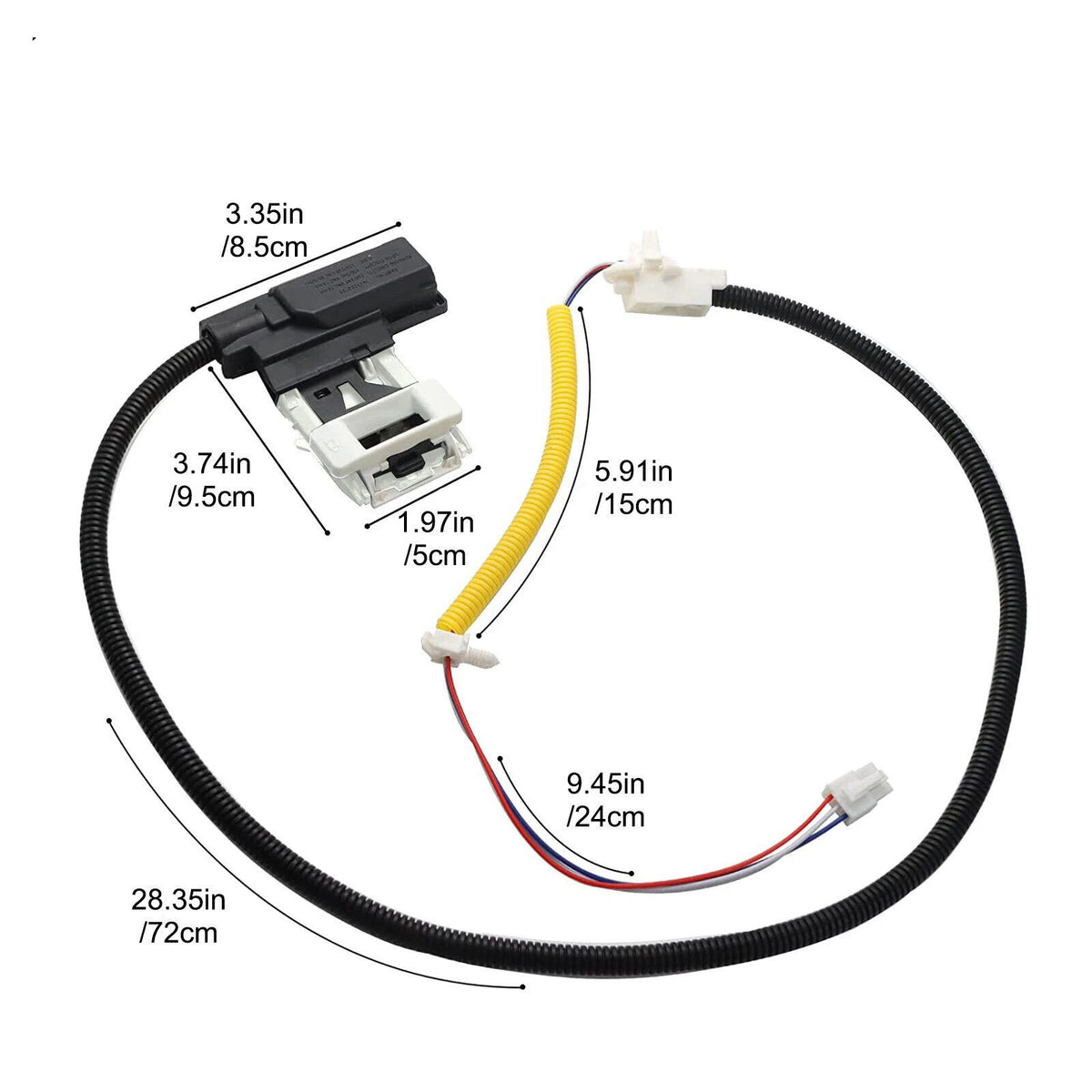 Washing Machine Lid Lock Switch Cable Kit for Whirlpool (W11307244, W10682535)