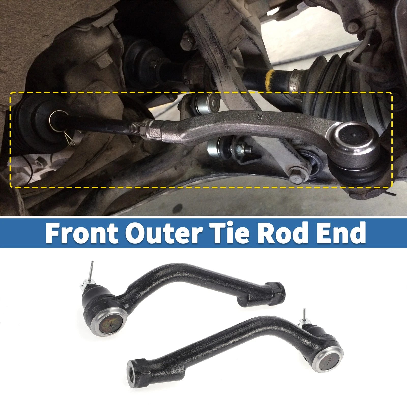 2pcs Front Outer Tie Rod Ends for Kia Sorento (2014–2015) Hyundai Santa Fe (2014–2015)