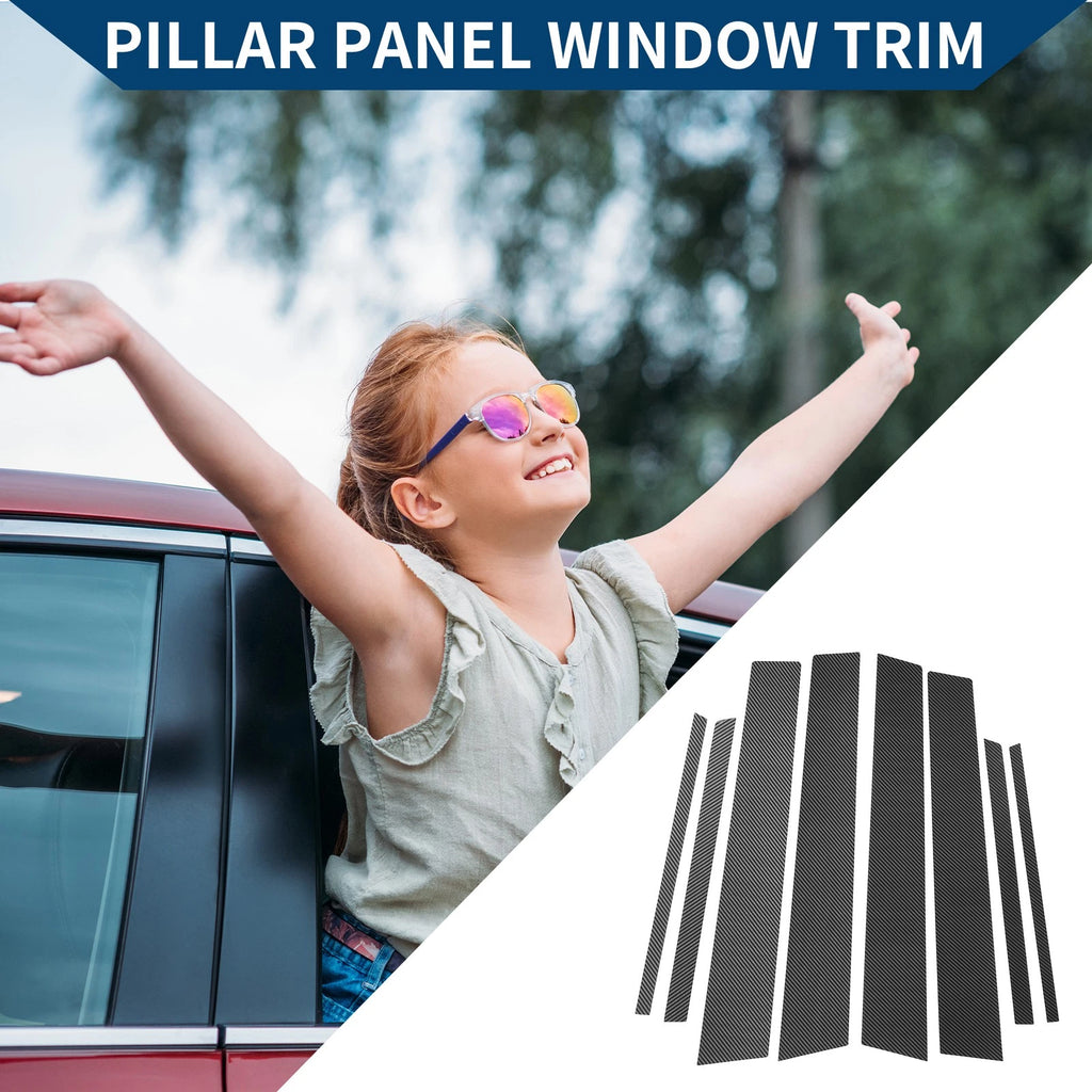 Pillar Window Trim Covers Kit for Toyota RAV4 (2013–2018) Black Carbon