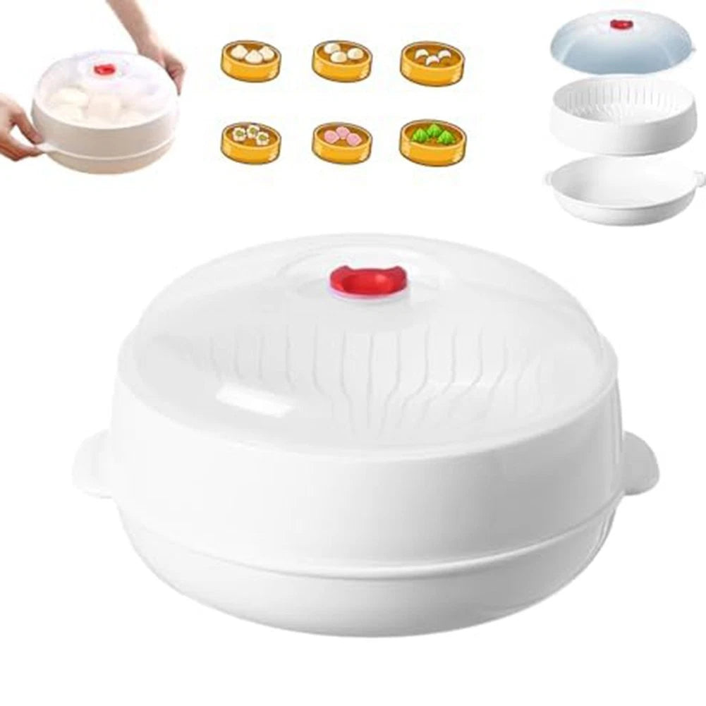 Plastic Microwave Steamer for Vegetables with Transparent Lid