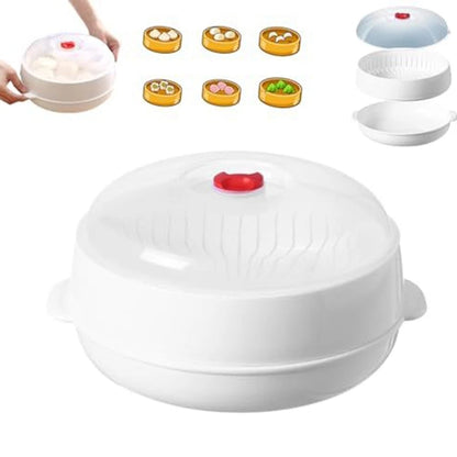Plastic Microwave Steamer for Vegetables with Transparent Lid