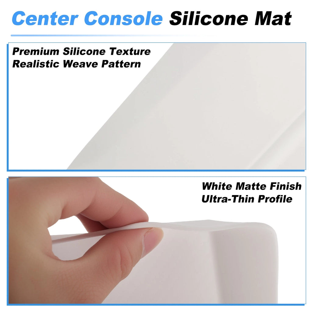 Center Console Silicone Mat for Tesla Model 3 (2024–2026) Wireless Charging Pad White