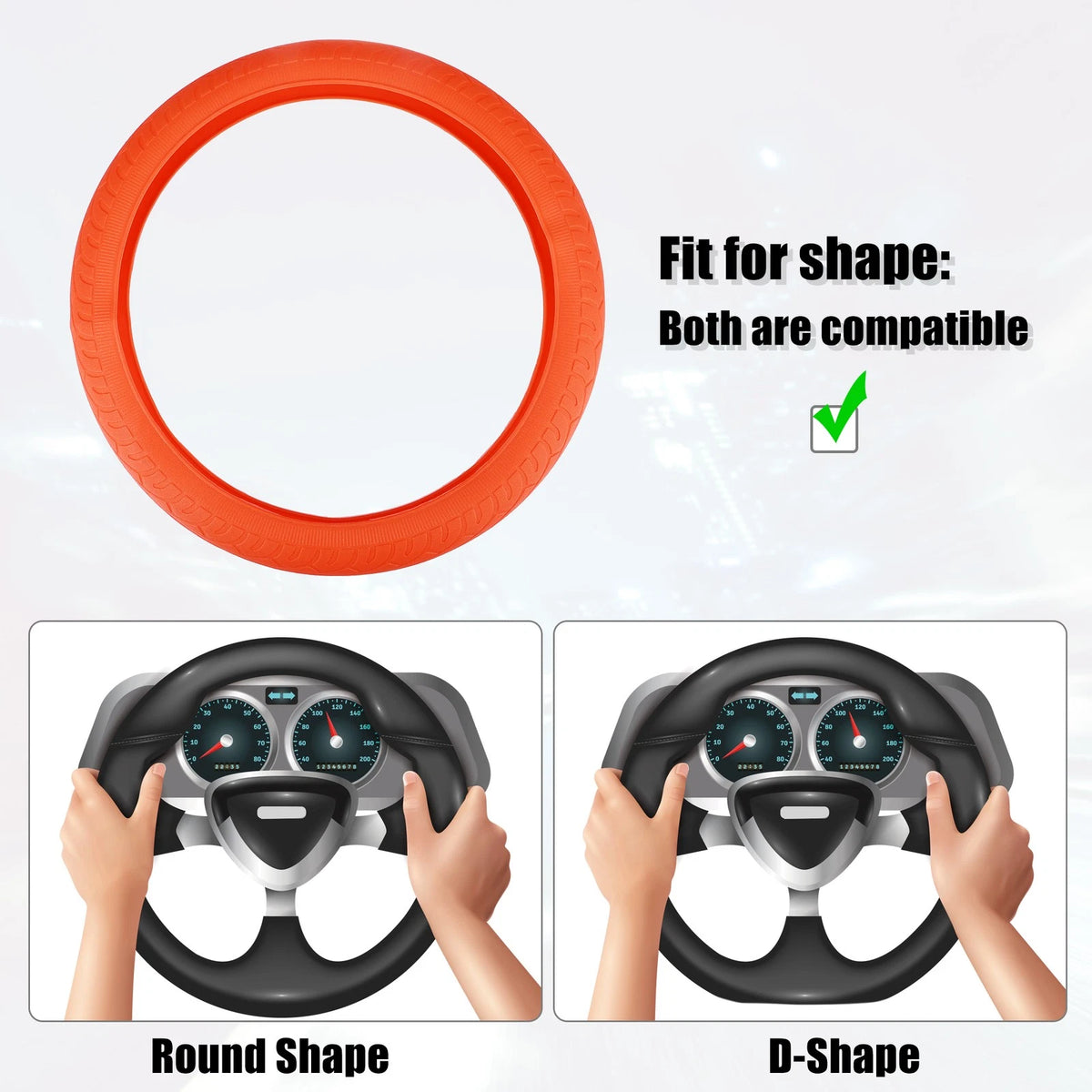Steering Wheel Cover for Universal Cars (14.6" / 37cm) - Orange