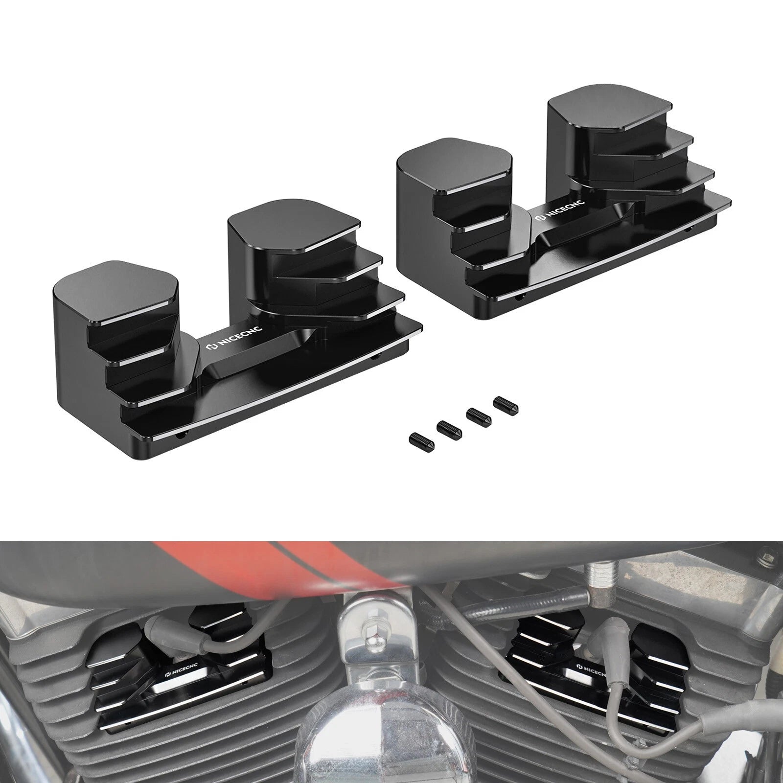 Pair Finned Spark Plug Covers for Harley Dyna Convertible (1994–2000)