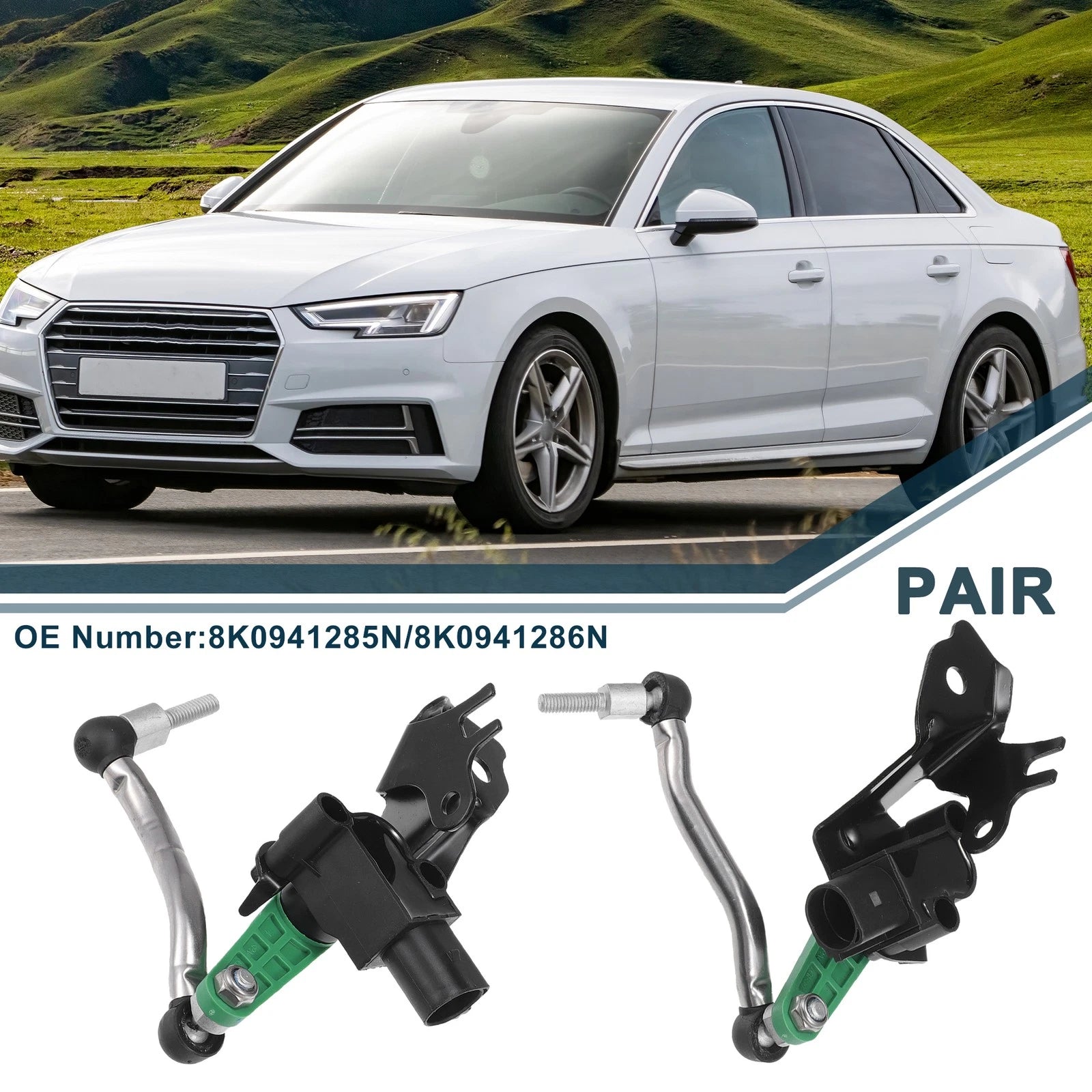 Air Suspension Ride Height Level Sensor Front 1 Pair for Audi A4 (2008–2015)