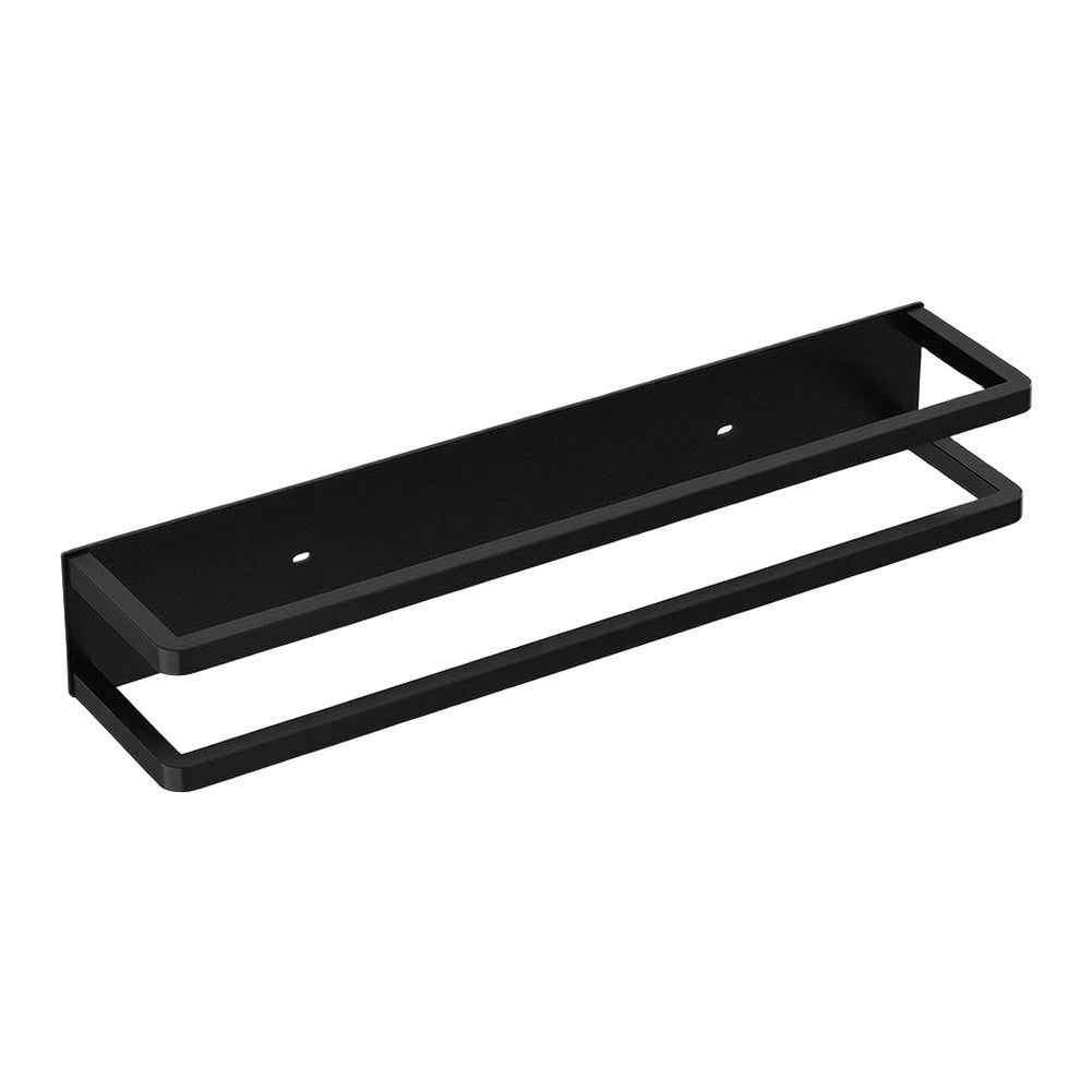 Towel Rack for Modern Design (40x8x9.5cm) - No Drill Mount, Carbon Steel, Black