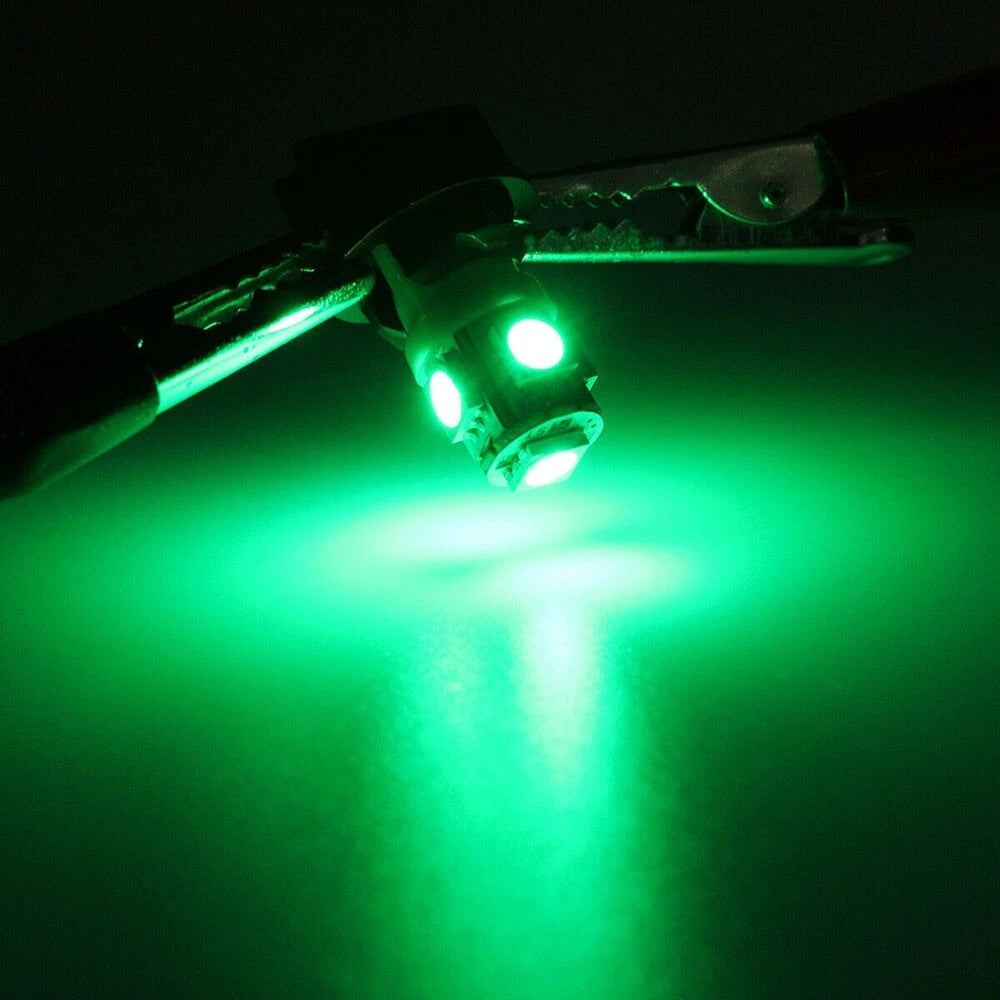 10X Safe Green 194 LED Bulbs for Instrument Panel Cluster Dash Lights