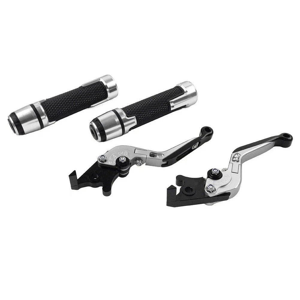 Silver Extendable Brake Clutch Lever Handlebar Grip Set For Yamaha XMAX250/300
