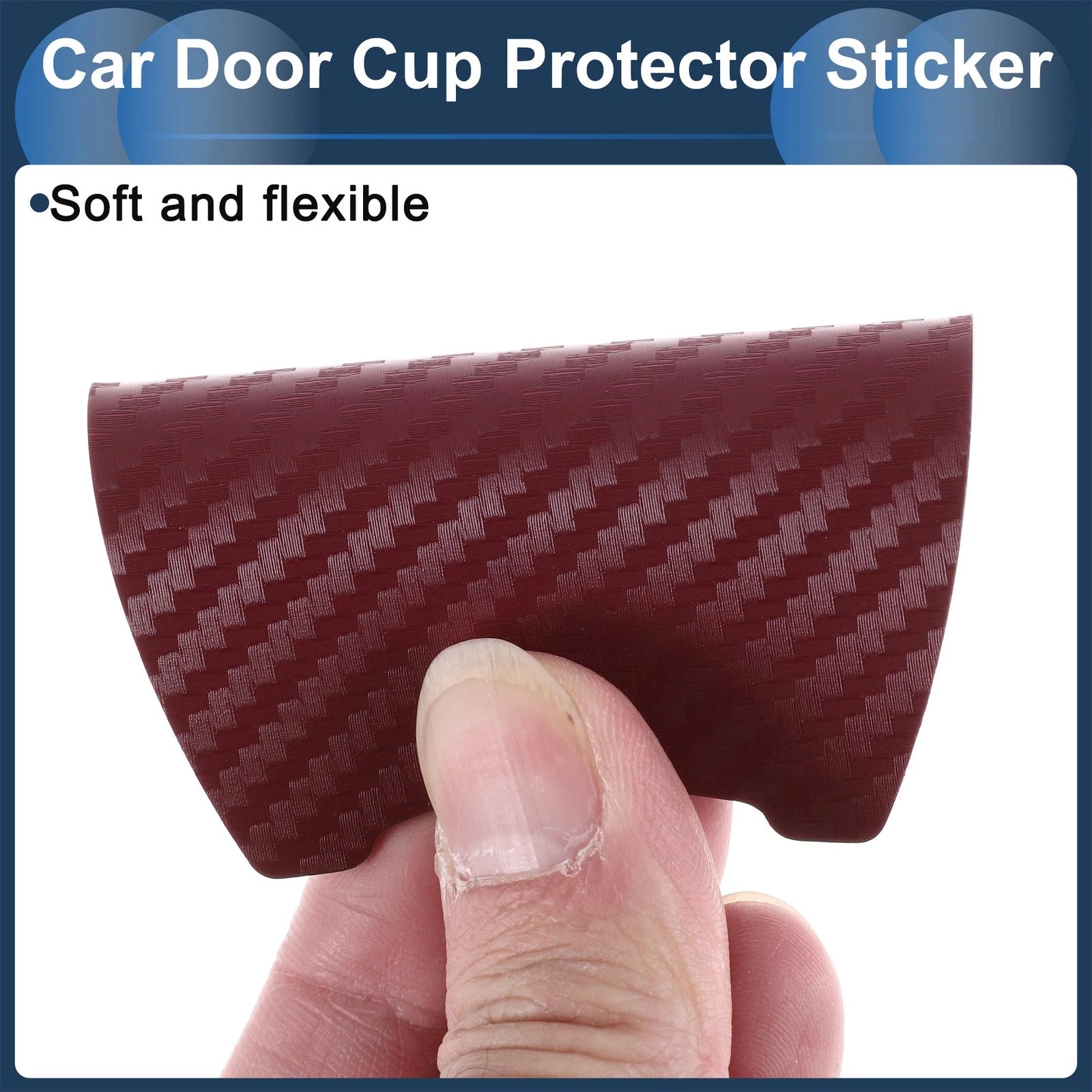 3D Car Door Handle Scratch Protector for (68x85mm, Wine Red)