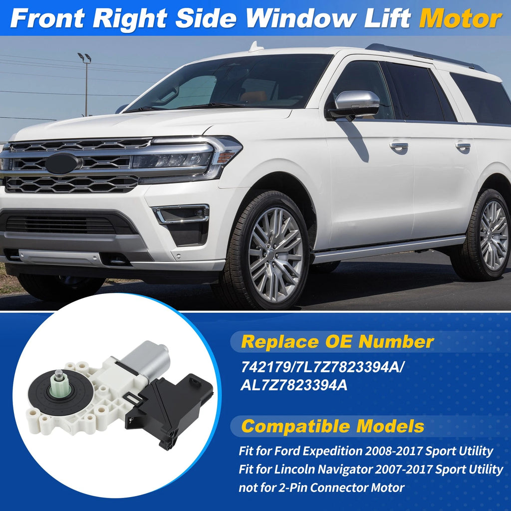 Front Right Power Window Motor for Ford Expedition (2008–2017) 8 Pin