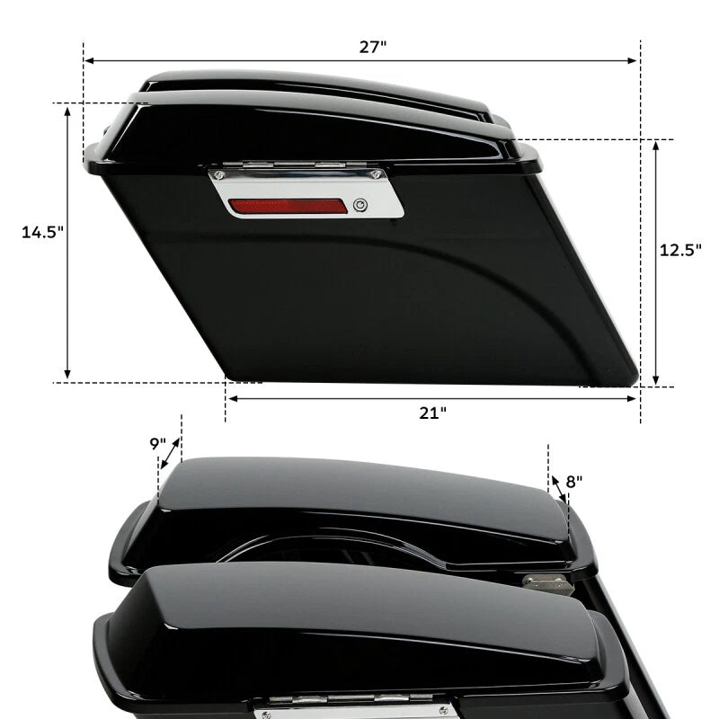 Hard Saddlebags with Black Conversion Brackets for Harley Softail
