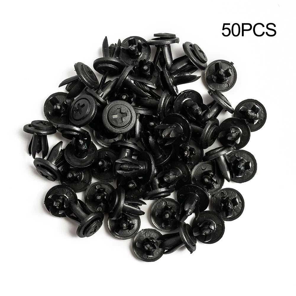 Set of 50 Plastic Rivets Fastener Clips for Car Body (6mm Hole Dia)
