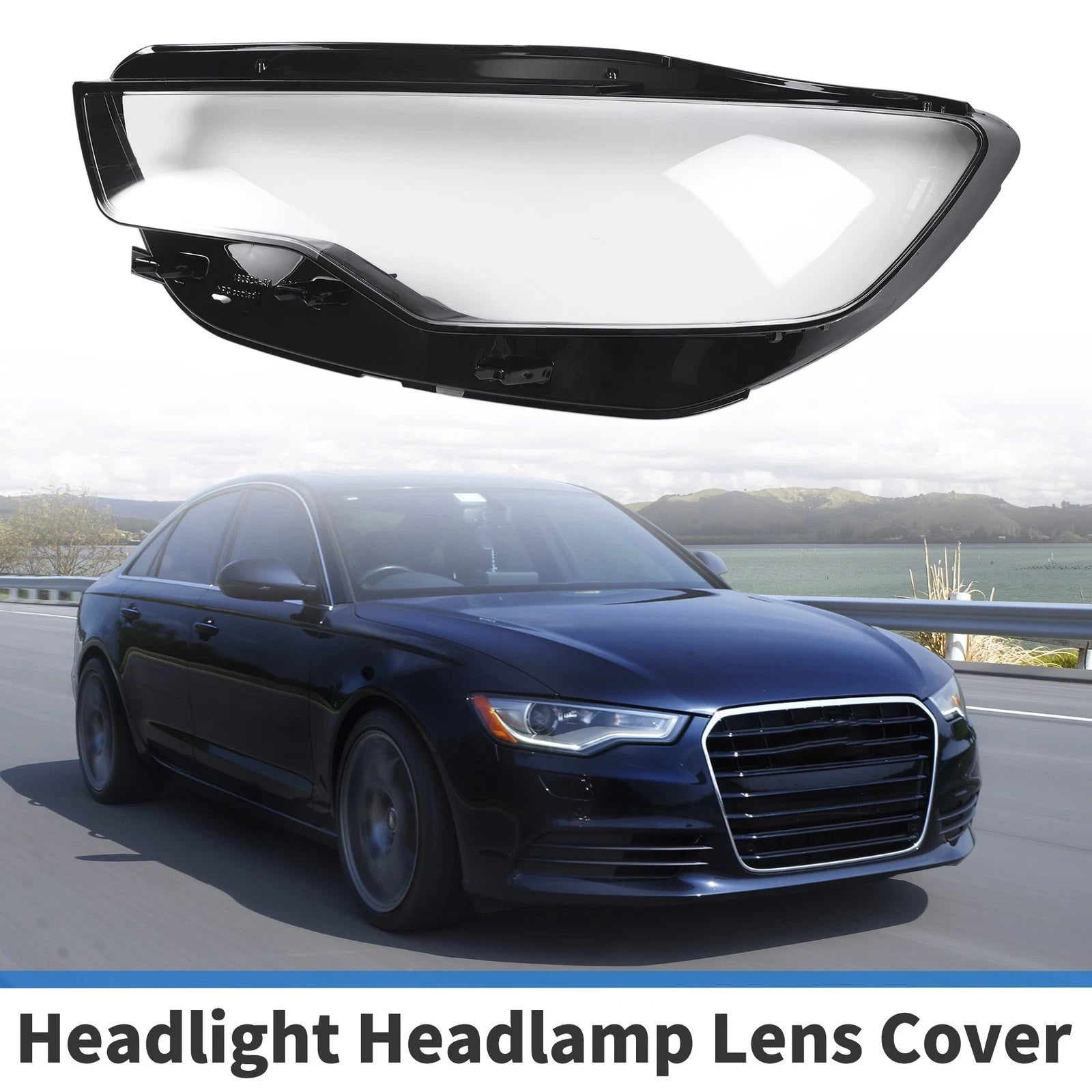 Headlight Lens Cover Front Left Replacement for Audi A6 (2012–2014)