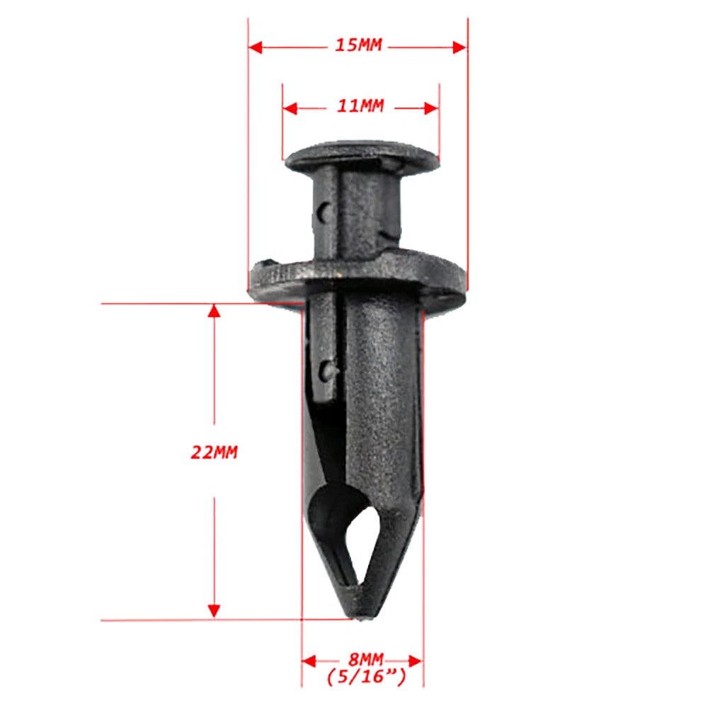 100x Plastic Rivets Fastener for Auto Fender Bumper Clips (8mm Dia)