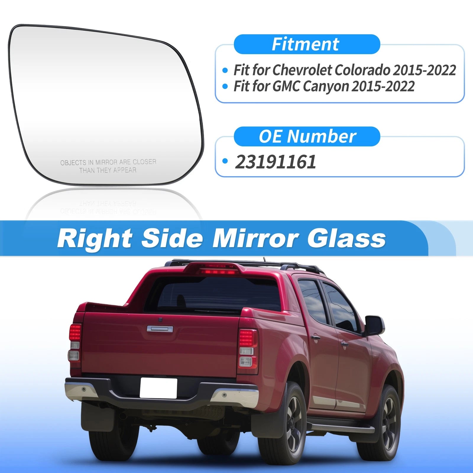 Heated Side Mirror Glass Replacement for GMC Canyon (2015–2022) Right Side