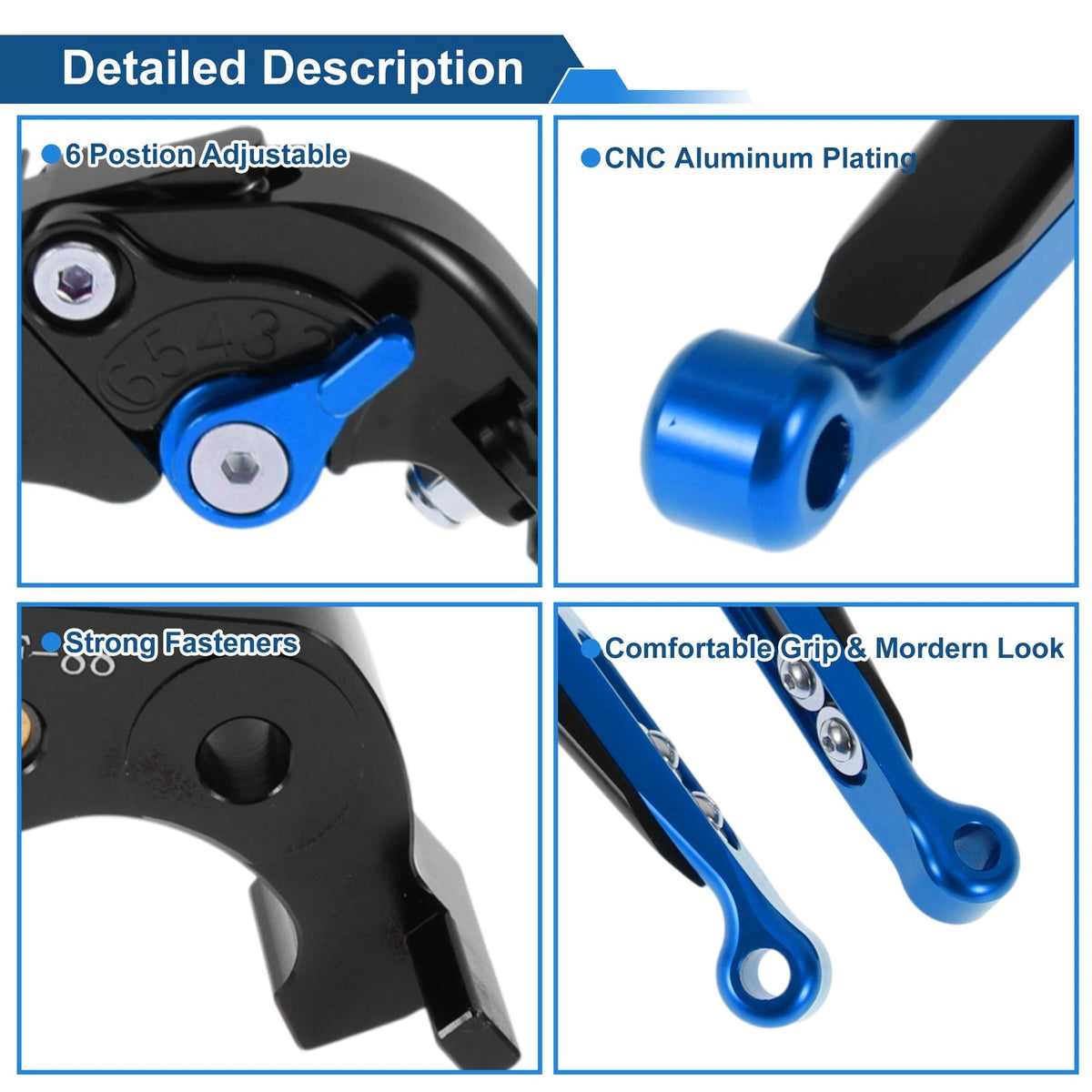 Adjustable Brake Clutch Levers for Kawasaki ZX14R (2006–2017) Black Blue