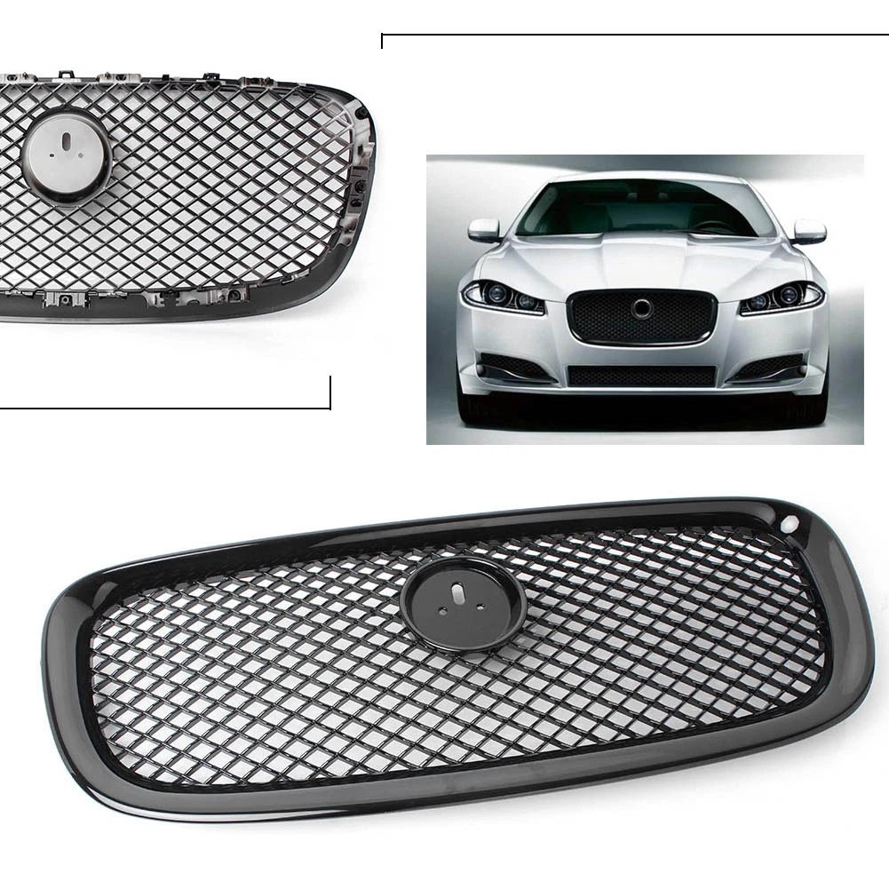 Front Center Upper Grille Glossy Black for Jaguar XF XFR (2012–2015)