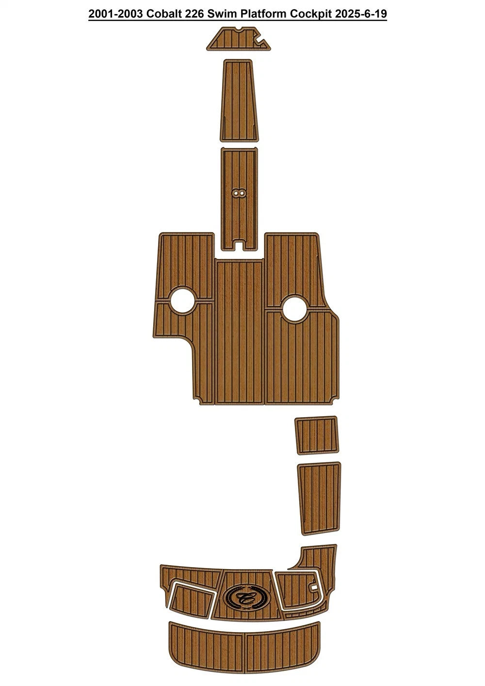 EVA Pads for Cobalt 226 Swim Platform Cockpit (2003) Faux Teak Deck Flooring