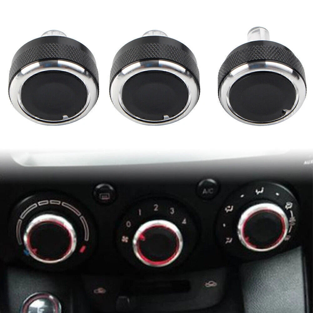 3Pcs A/C Switch Knob Climate Control Button Dials for Mazda 2 (2003–2014)
