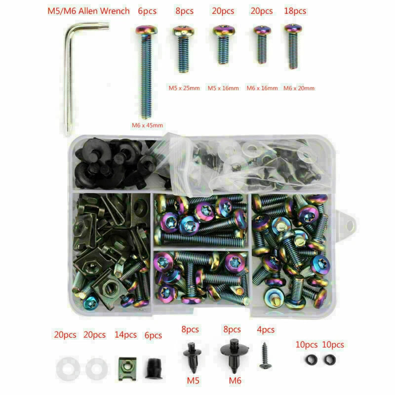173PCS Fastener Clips Bolts for M5 M6 (Universal)