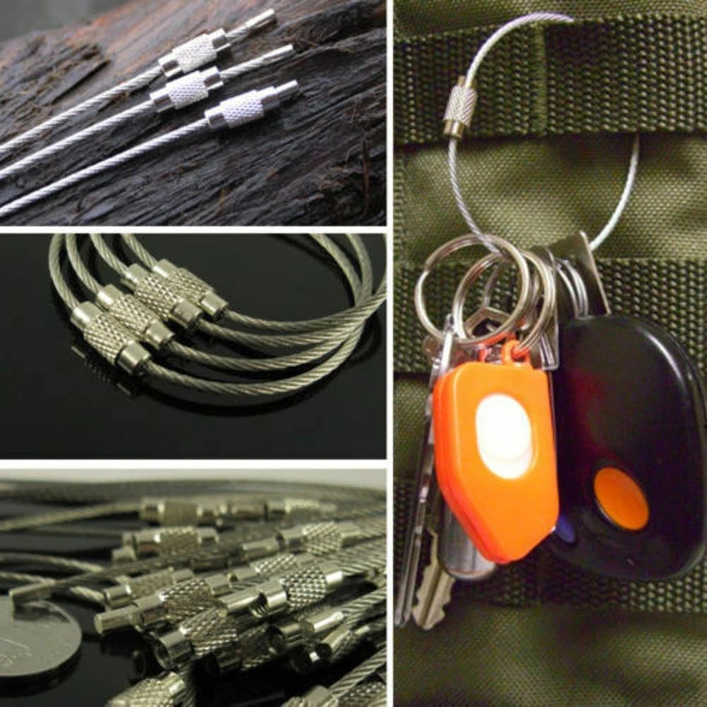 10Pack Stainless EDC Aircraft Cable Wire Key Chain Ring Twist Lock