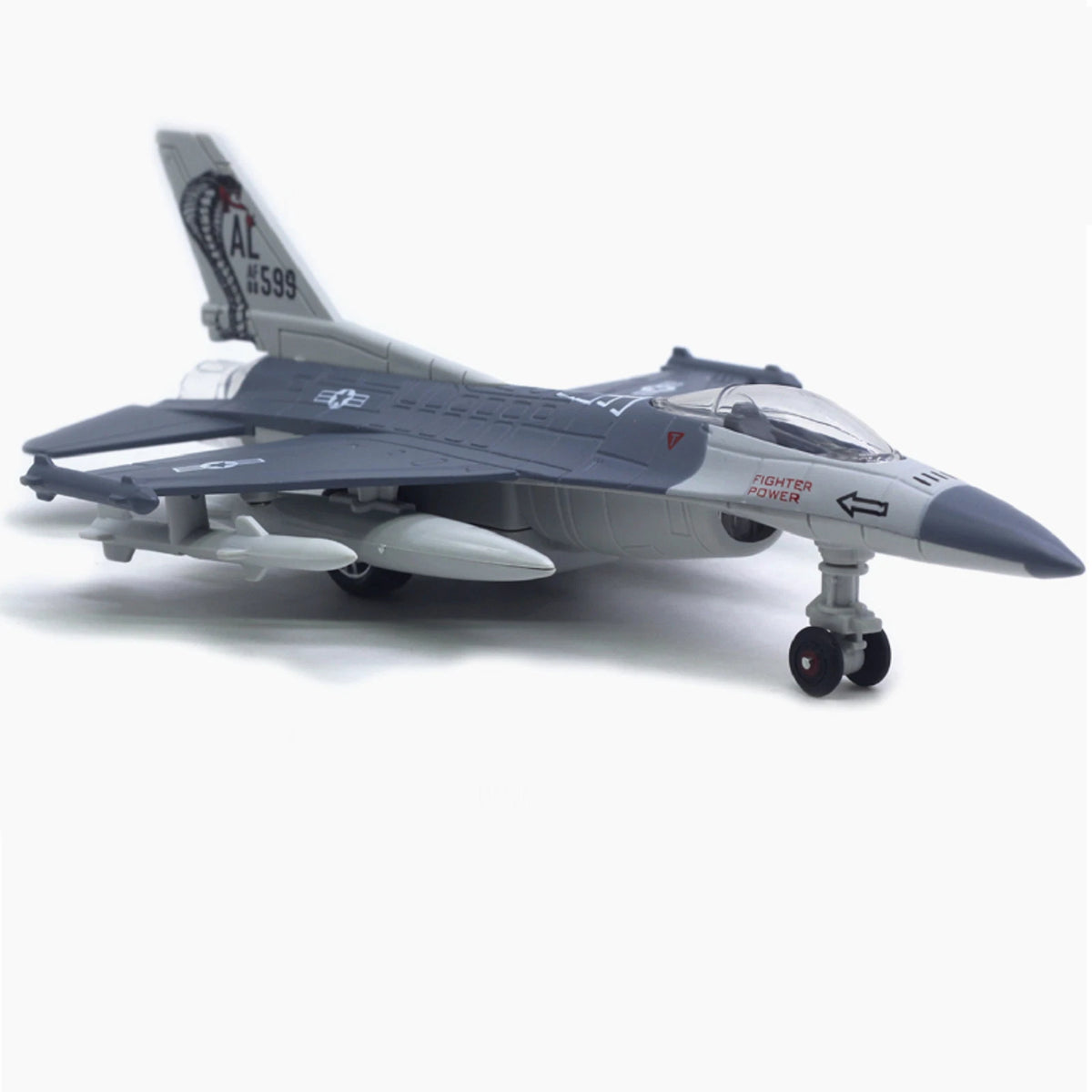 F16 Fighter Jet Alloy Model Pull Back Simulation Plane 1/100 Scale