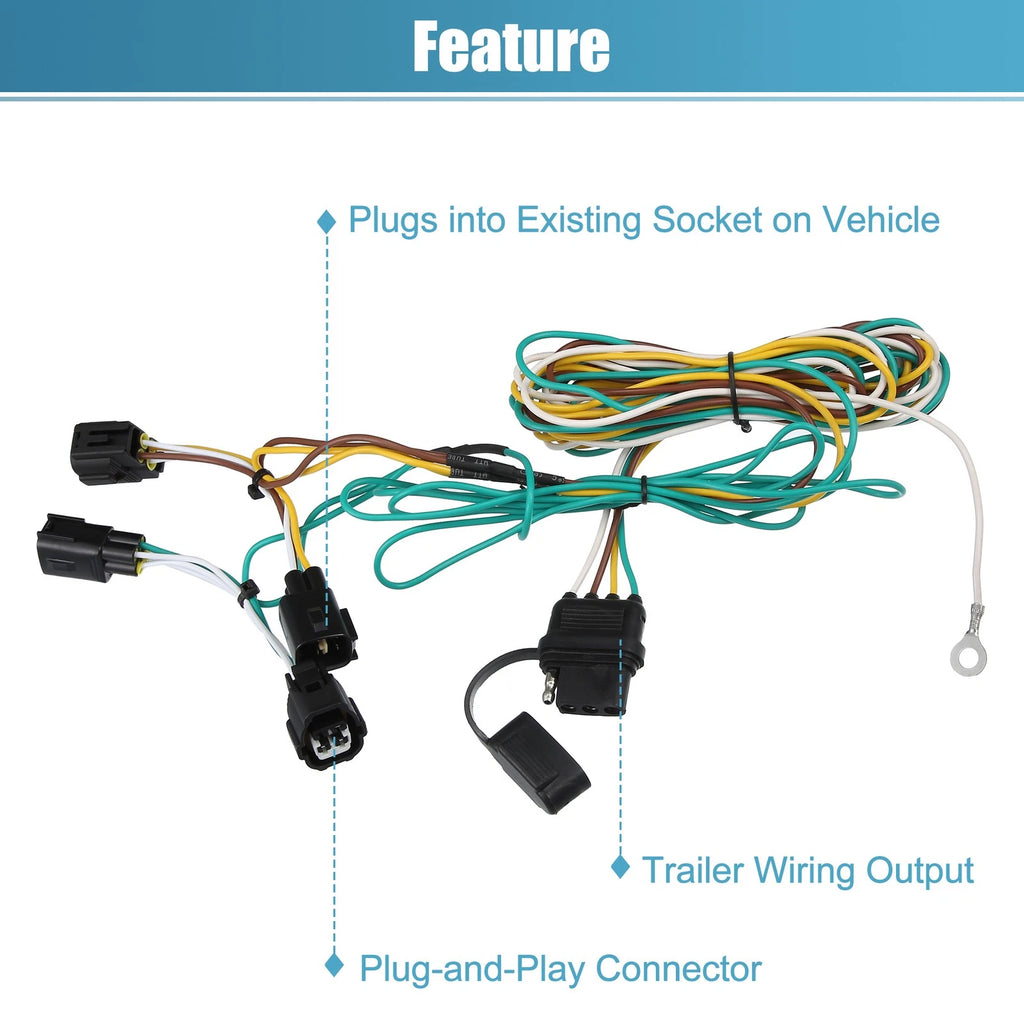 Trailer Wiring Harness Replacement 4-Pin Set for Jeep Wrangler (1998–2006)