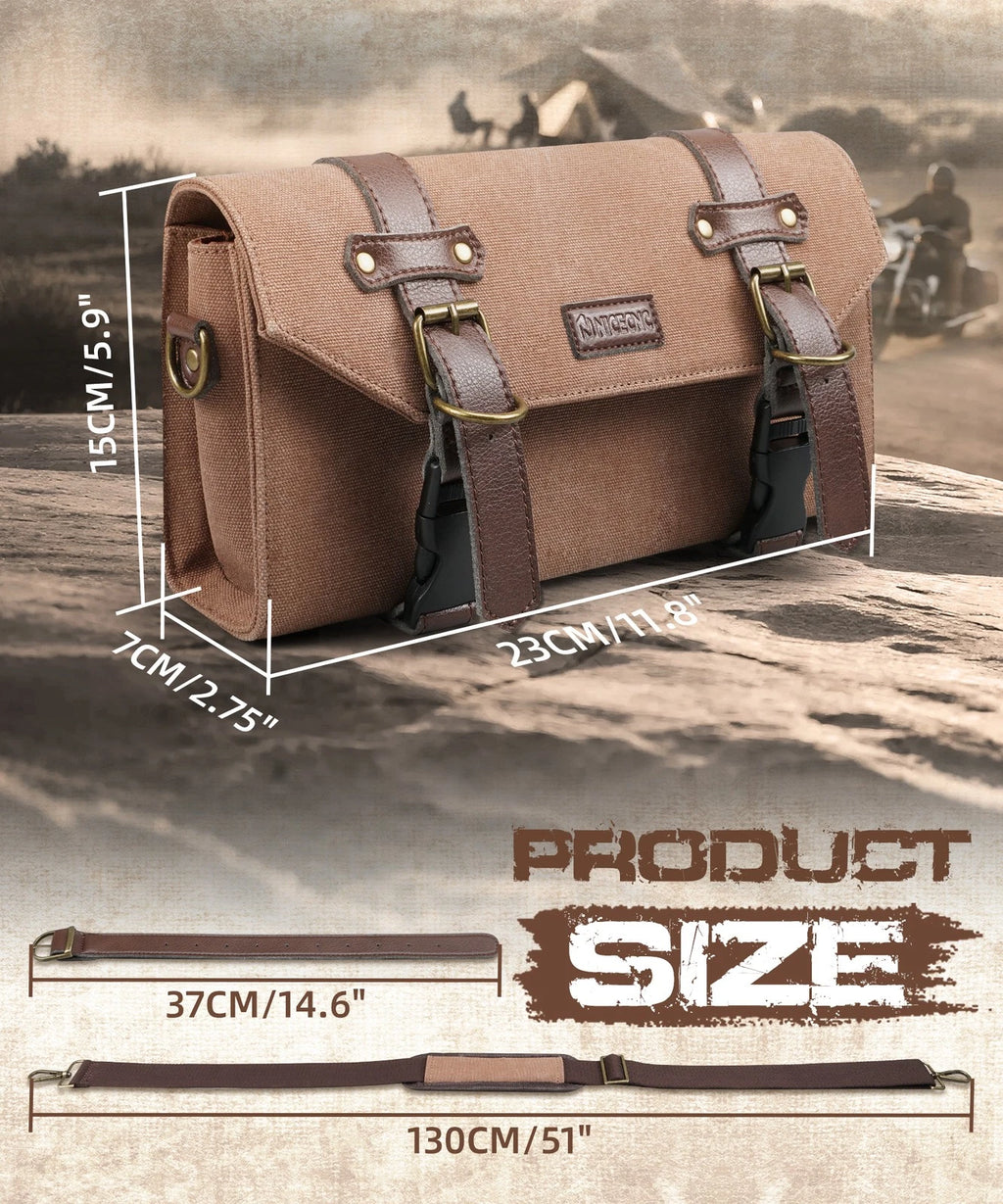 Canvas Handlebar Storage Bag for Motorcycle (Universal Fit)