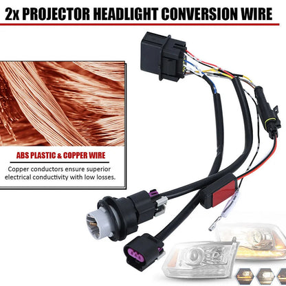 2X Headlight Conversion Wiring Harness for Dodge Ram 1500 2500 3500 (2013–2018)