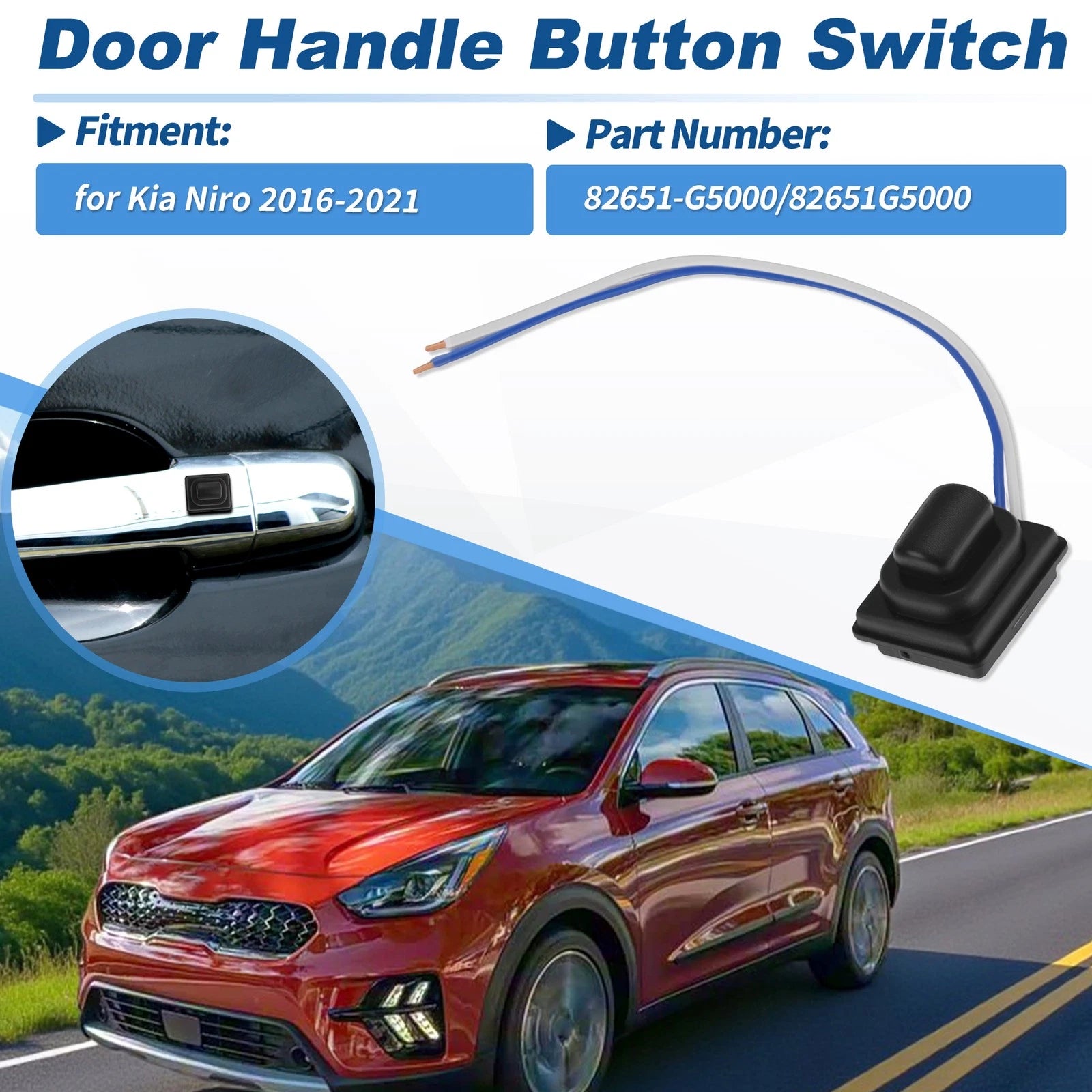Front Right Door Handle Button Switch for Kia Niro (2016–2021) 82651-G5000