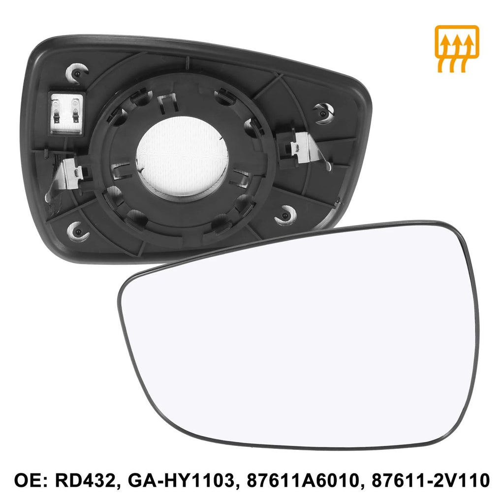 Left Driver Side Heated Mirror Glass with Backing for Hyundai Elantra 2011–2013