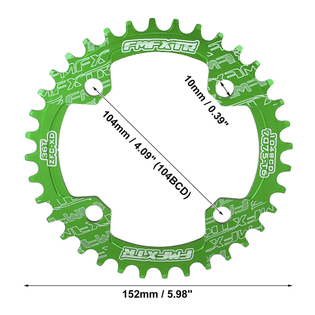 Narrow Wide Chainring 104mm 36 Teeth for Bicycle Crankset (Green) (2000–2020)
