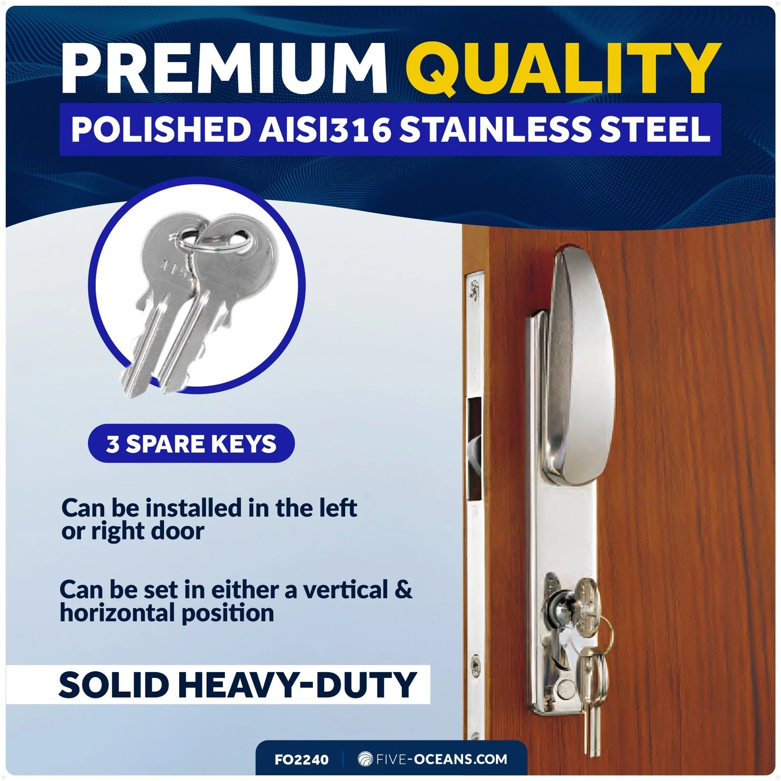 Mortise Lock Set for Five Oceans Door (Interior Exterior)