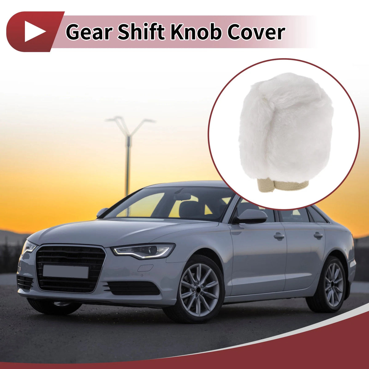 Gear Shift Knob Cover Universal Plush White for Car SUV Truck RV