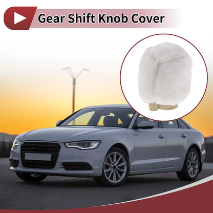 Gear Shift Knob Cover Universal Plush White for Car SUV Truck RV