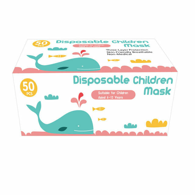 50 Pack Children's Disposable Face Masks