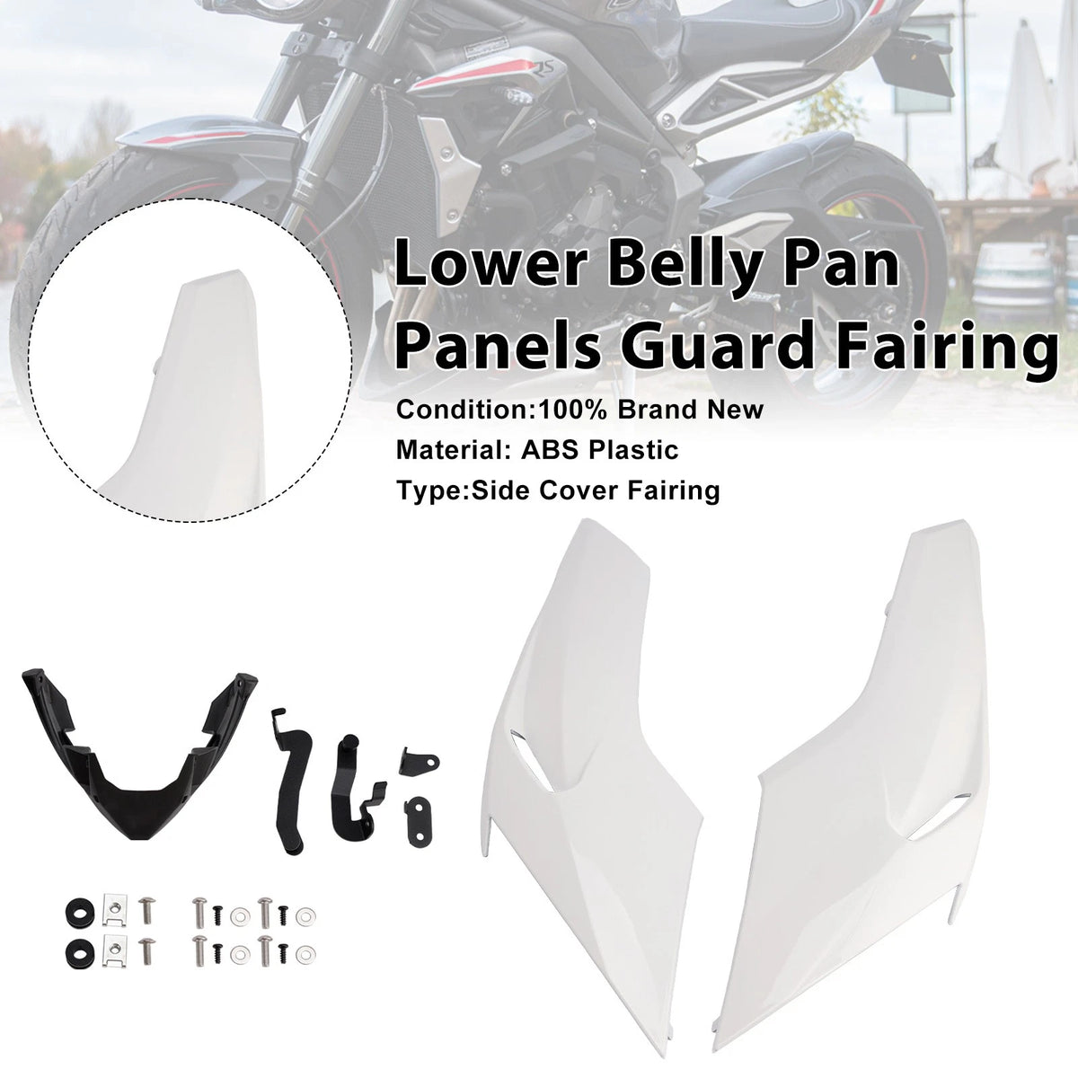 Lower Belly Pan Guard for Street Triple 765 R/RS (2020–2022) White