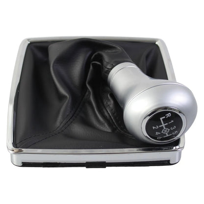 Gear Shift Knob for - PU Leather, Silver Finish