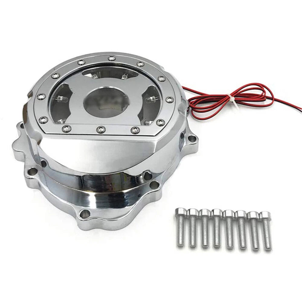 Chrome Left Engine Stator Cover with Blue LED for Honda CBR600RR (2003–2016)
