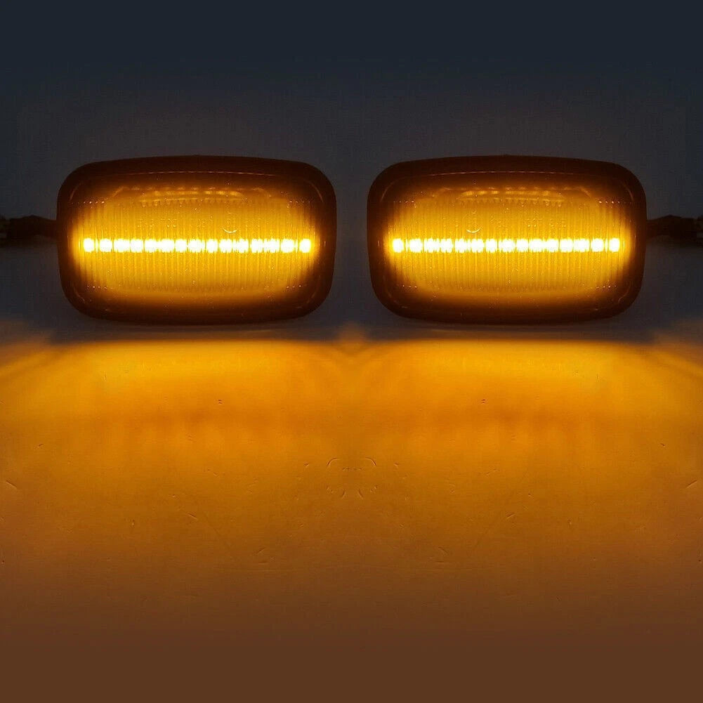 Pair Black LED Sequential Side Marker Turn Amber Light For Toyota Land Cruiser