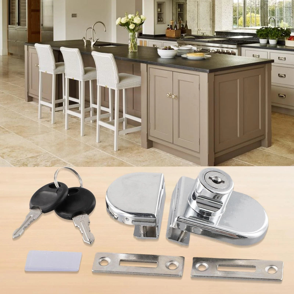 Glass Door Lock for Home Cabinet Double Door
