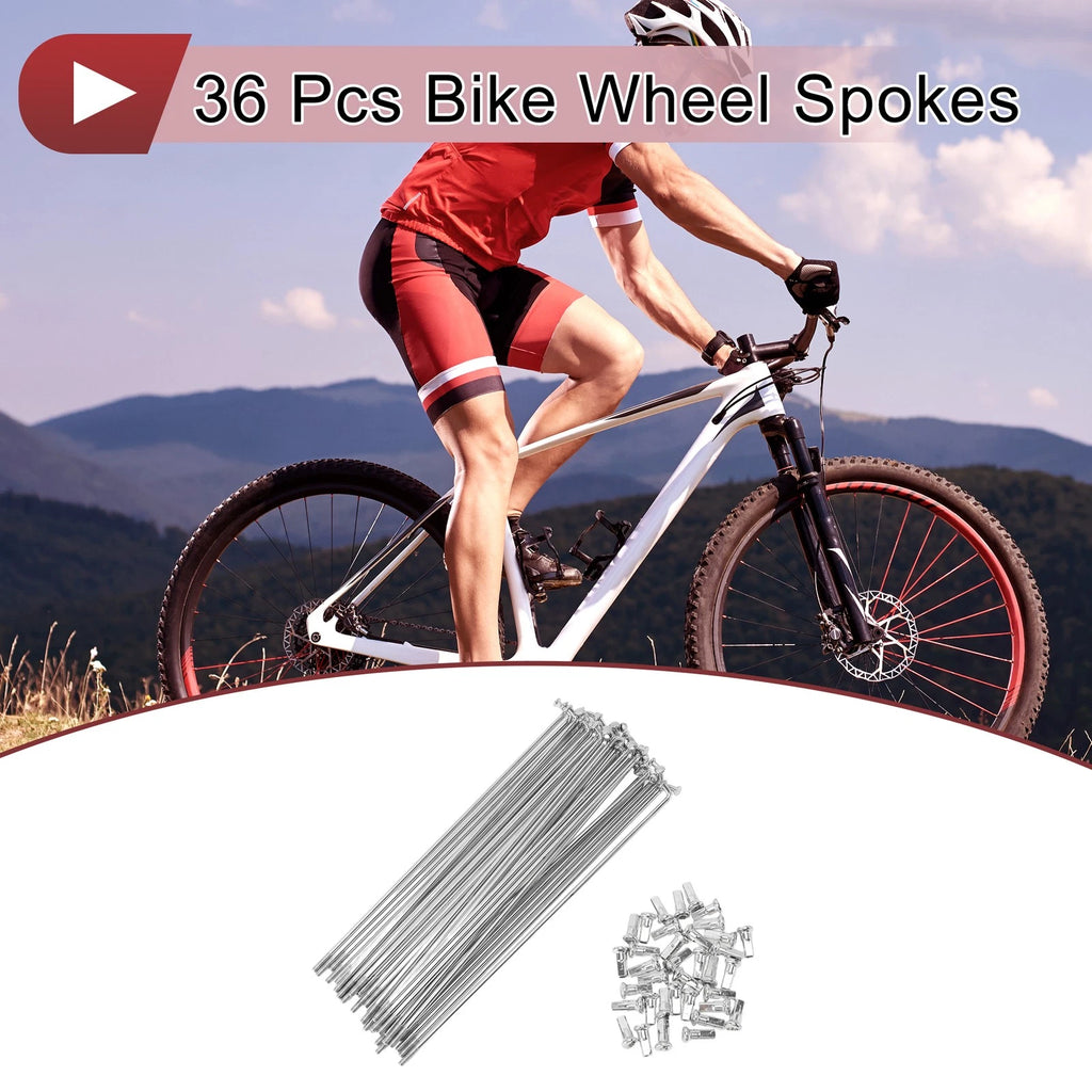 36 Set 12G Bicycle Spokes 159mm Steel Galvanized for Bike Wheels (—)