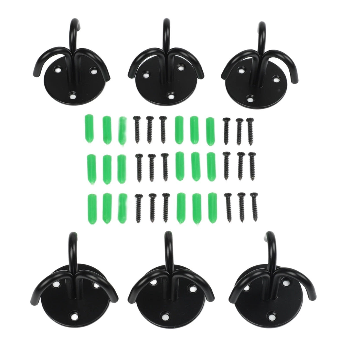 Set of 6 Black Stainless Steel Ceiling Hooks for Hanging Items