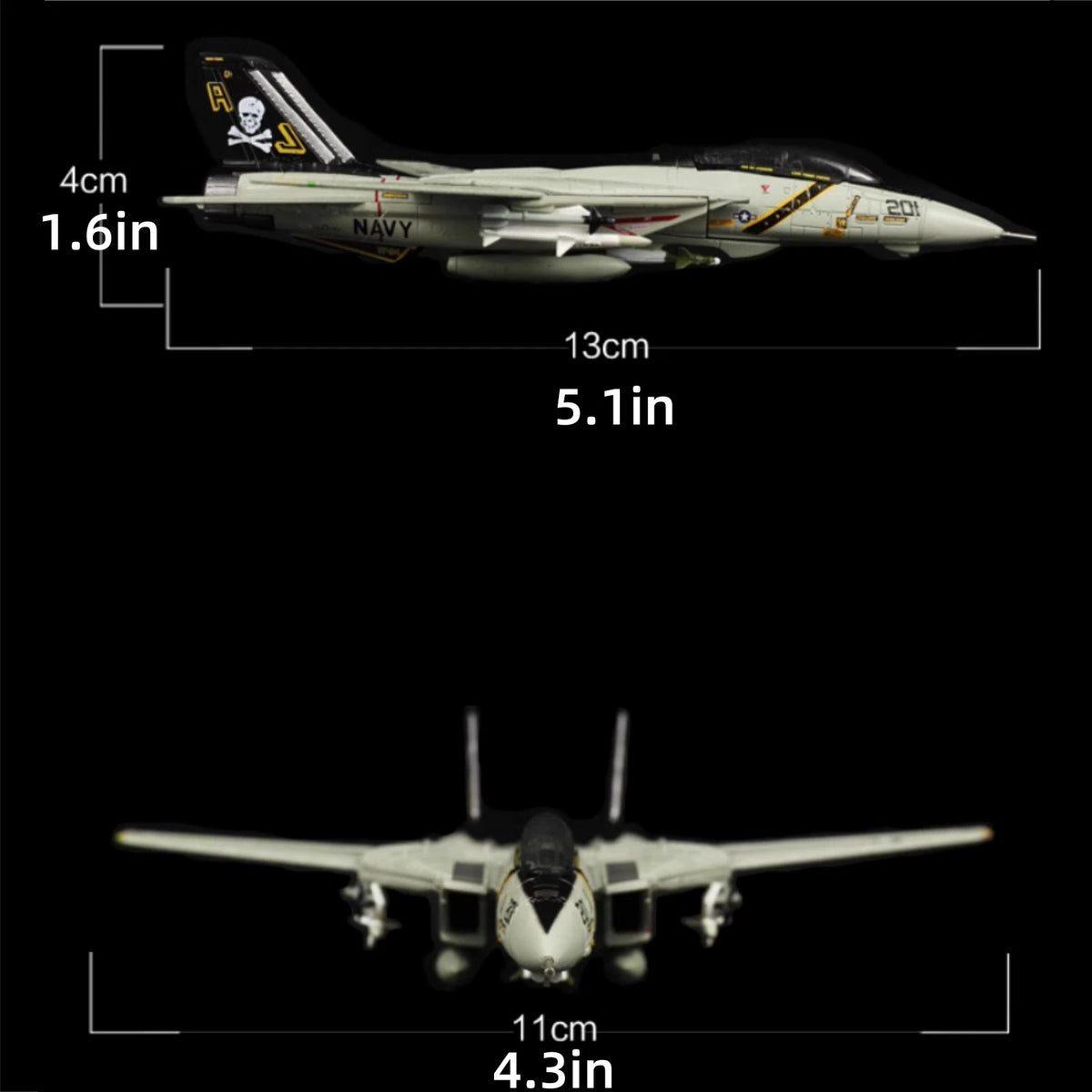 F-14 Tomcat Fighter Model 1/144 Scale with Stand (US Navy)