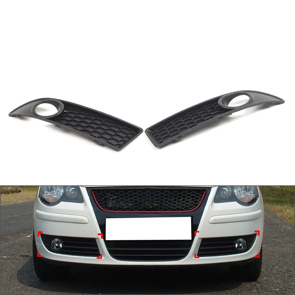 2X Front Lower Bumper Fog Light Grille Cover for VW Polo (2005–2009)