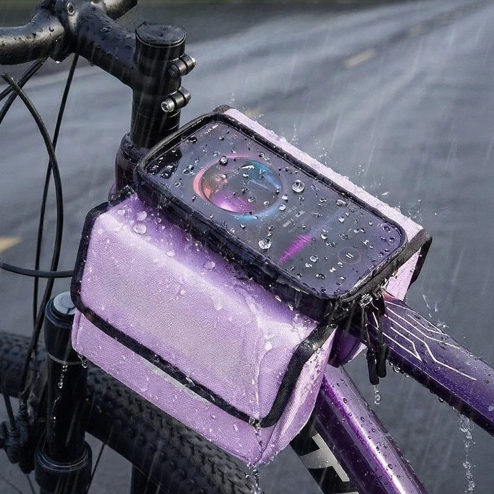 Waterproof Bicycle Phone Pouch for Upper Tube (Easy Detach, 3-Strap Design)