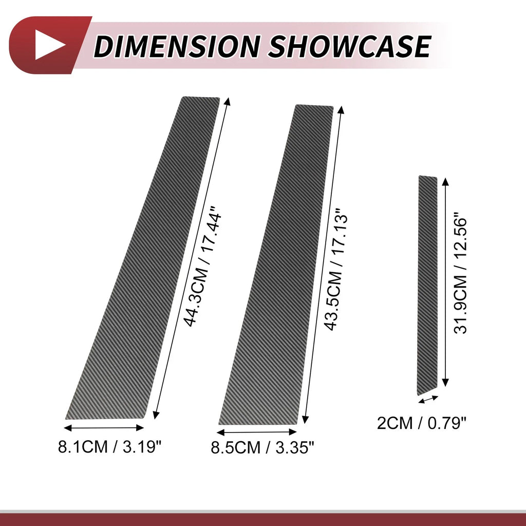 6 Pcs Door Pillar Window Trim for Mercedes S-Class Carbon Fiber Pattern (2014–2020)
