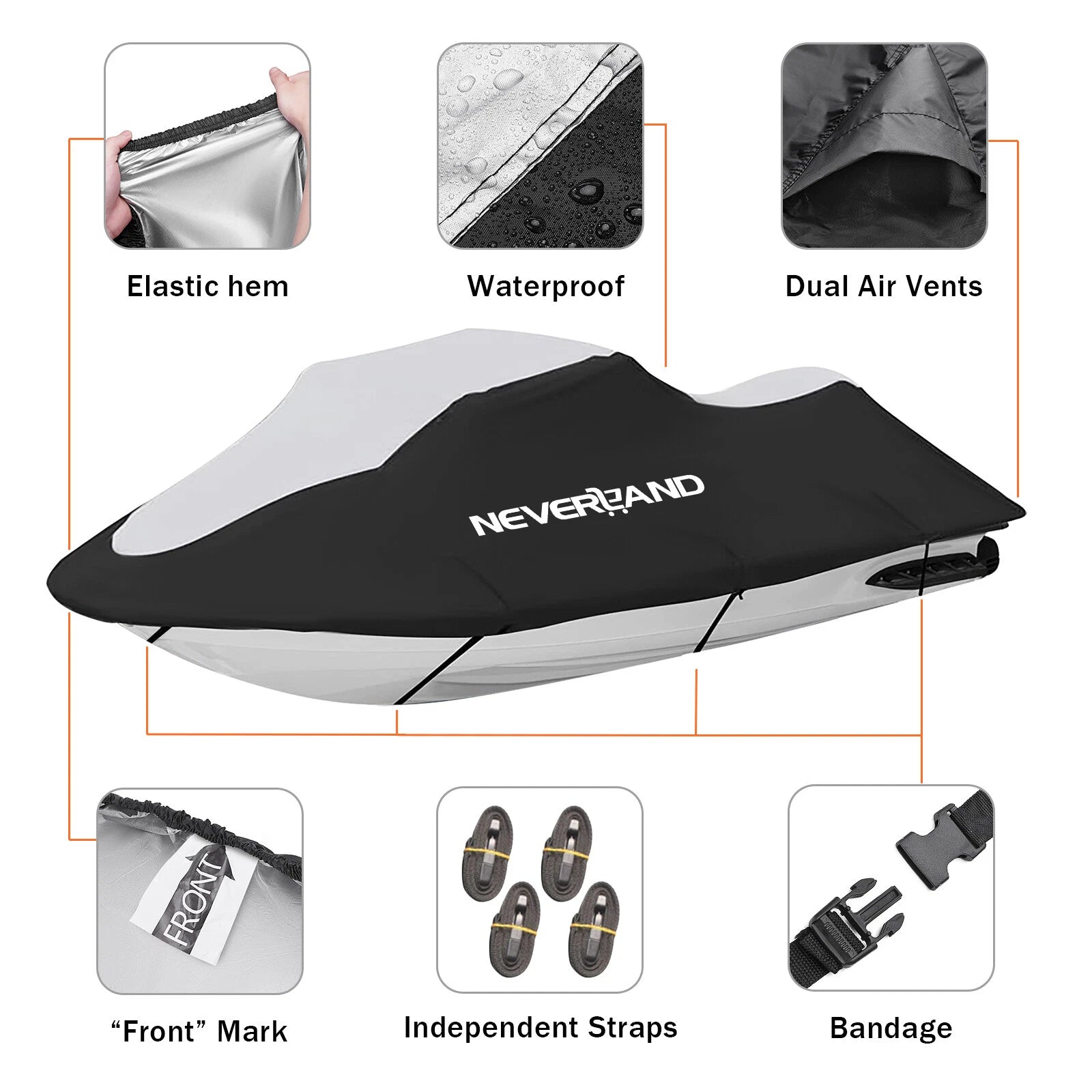 Trailerable Jet Ski Cover for Universal Fit (135''-145'')
