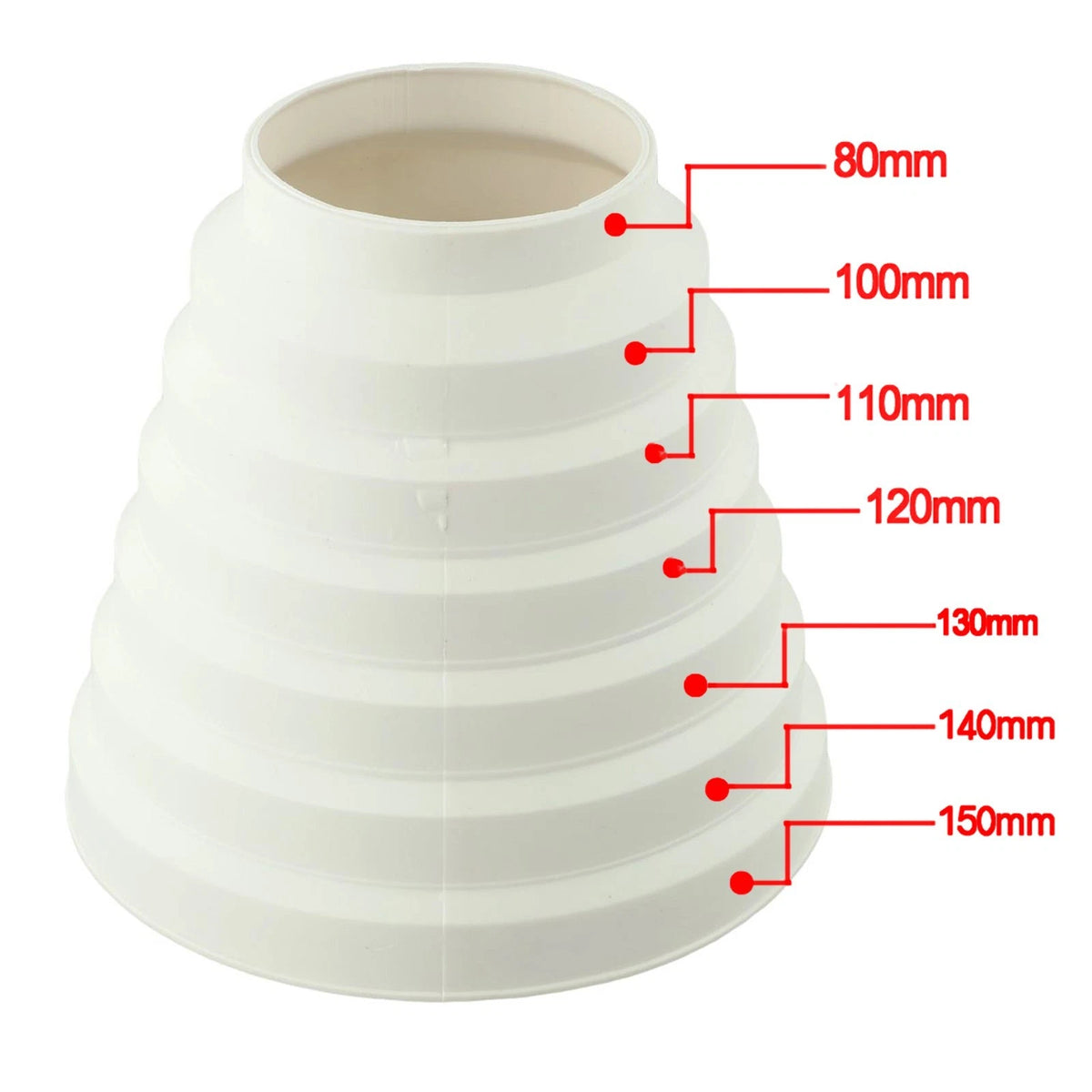 Adjustable Duct Reducer Extractor Fan Connector 80mm 100mm 130mm 140mm 150mm