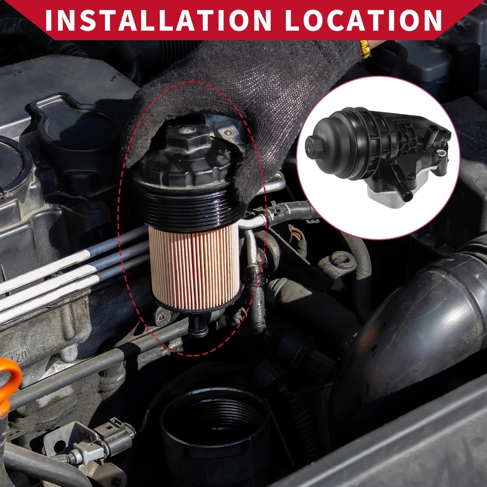 Oil Filter Housing with Seals Replacement for Mercedes-Benz CLA250 (2014–2019)